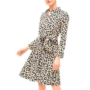 J. Crew Animal Print Long Sleeve Shirt Dress Size 0